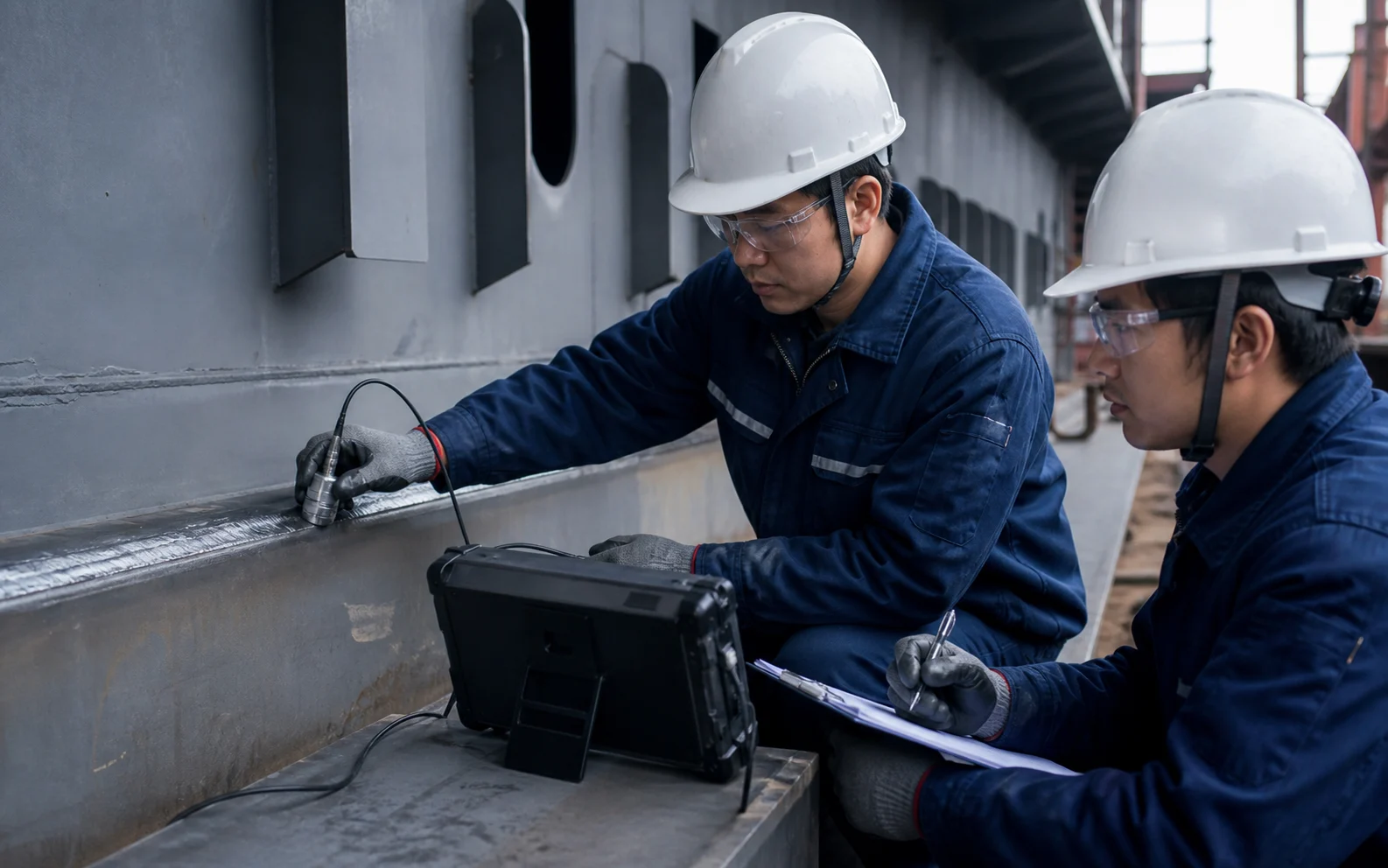 Illustrative non-destructive inspection of a hull weld