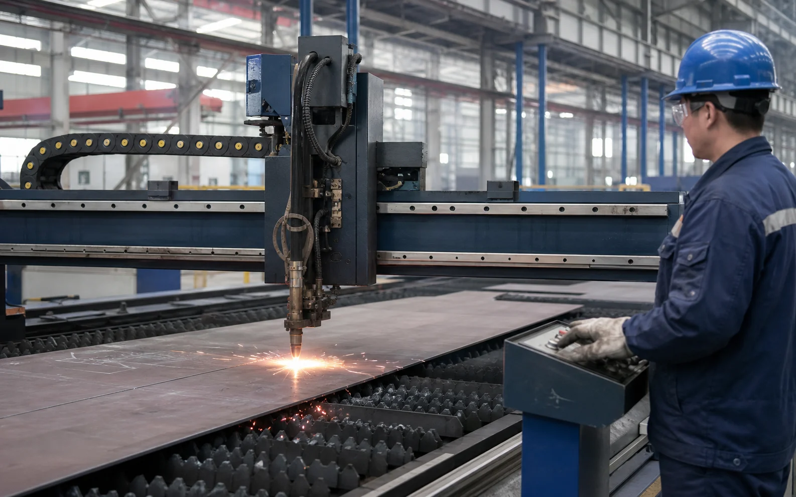 Illustrative CNC cutting operation for hull plates