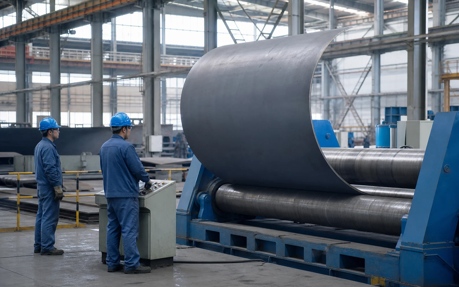 Illustrative forming operation for hull plates